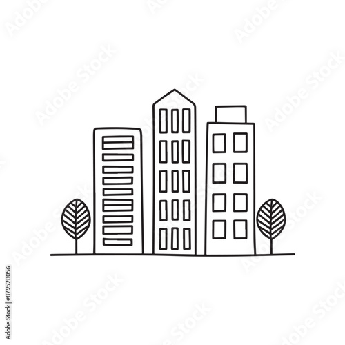 Illustration Doodle of an architectural model with tiny trees and buildings