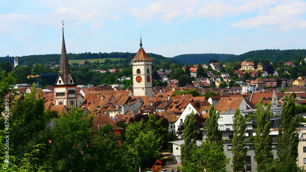 Scenic view of the old town of Winterthur, Switzerland, withhistoric buildings Scenic view of the old town of Winterthur, Switzerland, withhistoric buildings