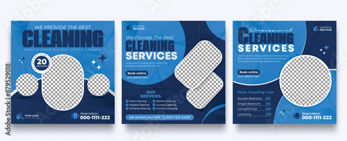 Cleaning services business promotional marketing advertising, housecleaning, and laundry service banner template design.