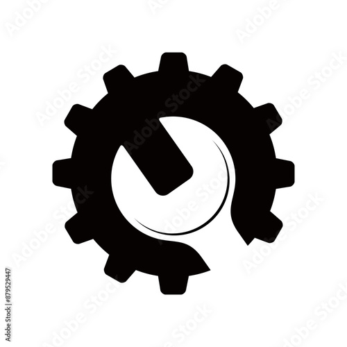 Simple flat style tool cogwheel wrench icon shape symbol. Settings interface logo sign button. Vector illustration image. Isolated on white background.