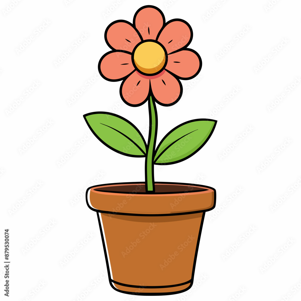 Flower in a pot vector illustration,  flower vector art, flower silhouette, flower in a pot