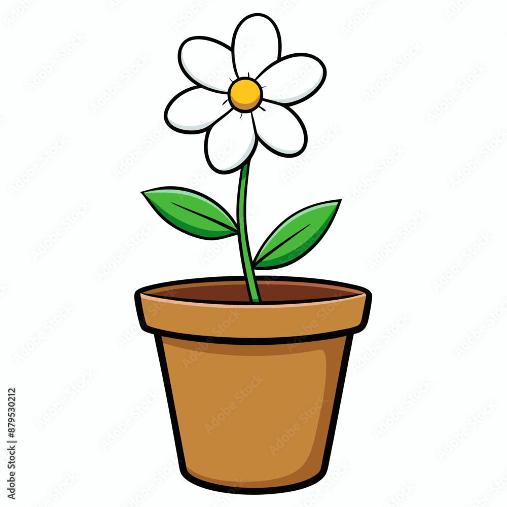 Fototapeta premium Flower in a pot vector illustration, flower vector art, flower silhouette, flower in a pot