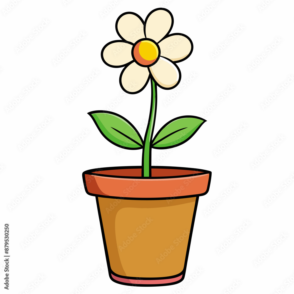 Fototapeta premium Flower in a pot vector illustration, flower vector art, flower silhouette, flower in a pot