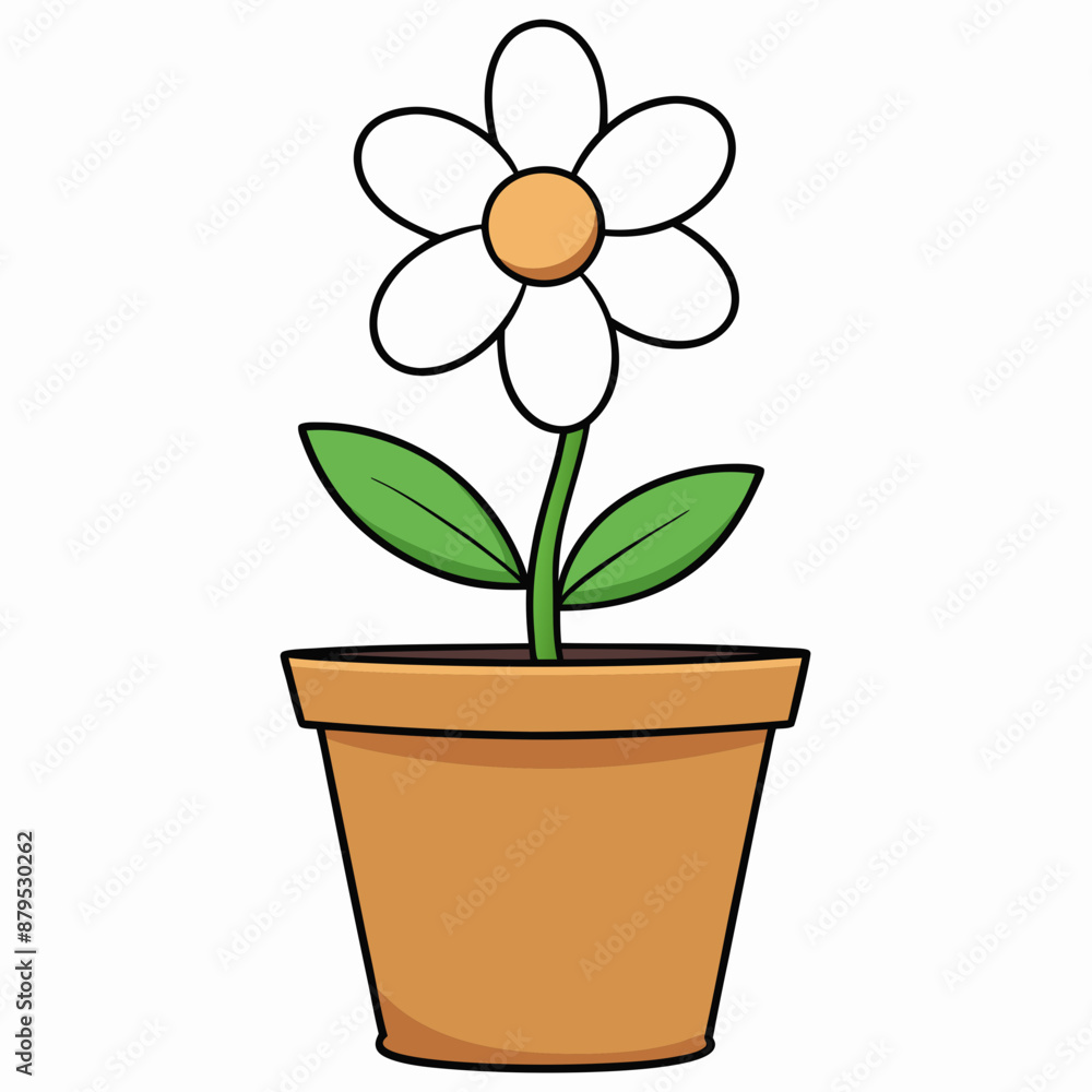 Naklejka premium Flower in a pot vector illustration, flower vector art, flower silhouette, flower in a pot