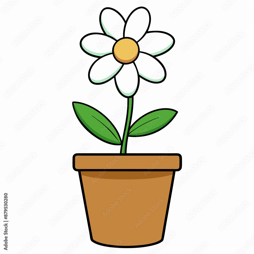 Fototapeta premium Flower in a pot vector illustration, flower vector art, flower silhouette, flower in a pot