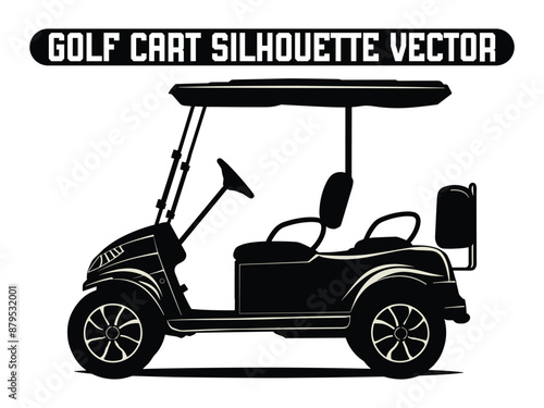 Golf Cart silhouette, Club Car, Golf Cart Silhouette vehicle Vector Illustration. Hobby golf cart or golf car icon. Club Car, Golf Cart Silhouette Vehicle Vector.