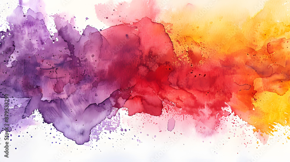 Watercolor strokes on white paper, hand-drawn Watercolor strokes on white paper, hand-drawn