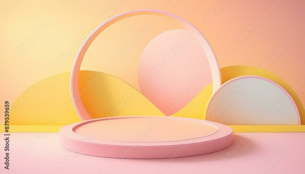 Fototapeta premium Elegant Pastel Banner: Circle Effect with Pink and Yellow Gradient