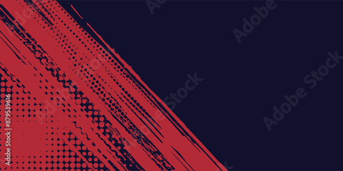 Red halftone dots blue color pattern gradient grunge texture background. Dot pop art comic sport style vector illustration