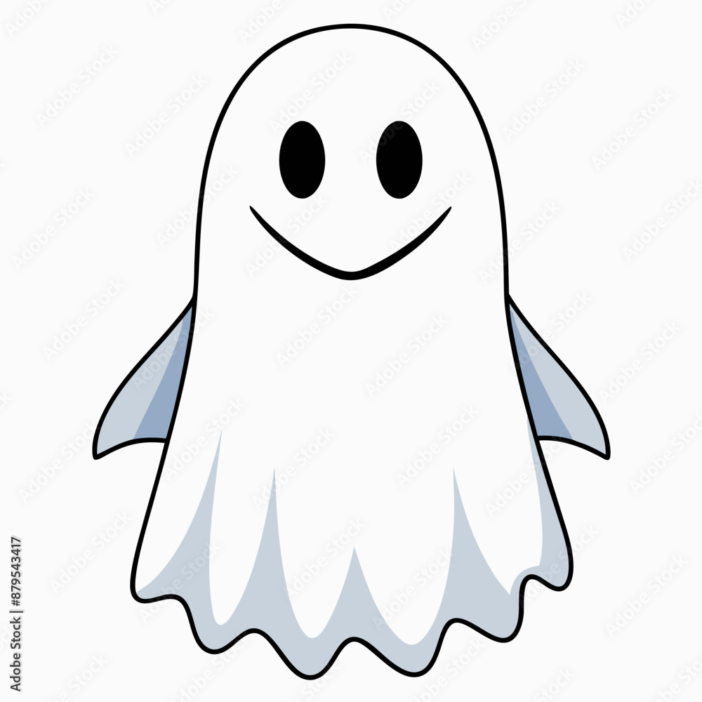 Ghost vector illustration, spooky vector art, ghost silhouette, Mushroom cap on ghost's head Ghost vector illustration, spooky vector art, ghost silhouette, Mushroom cap on ghost's head