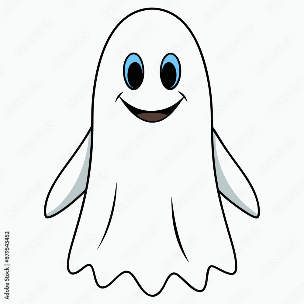 Ghost vector illustration, spooky vector art, ghost silhouette, Mushroom cap on ghost's head Ghost vector illustration, spooky vector art, ghost silhouette, Mushroom cap on ghost's head