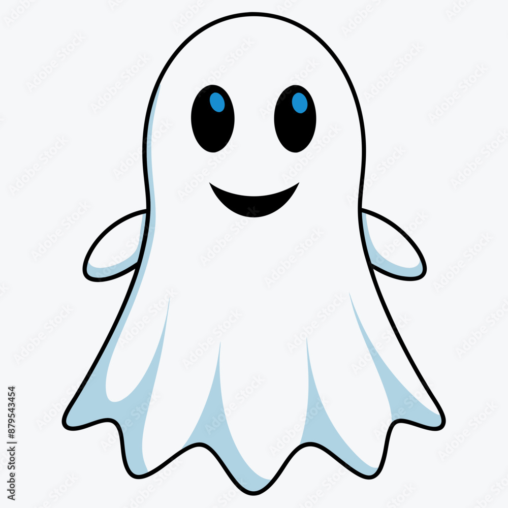 Ghost vector illustration, spooky vector art, ghost silhouette, Mushroom cap on ghost's head Ghost vector illustration, spooky vector art, ghost silhouette, Mushroom cap on ghost's head