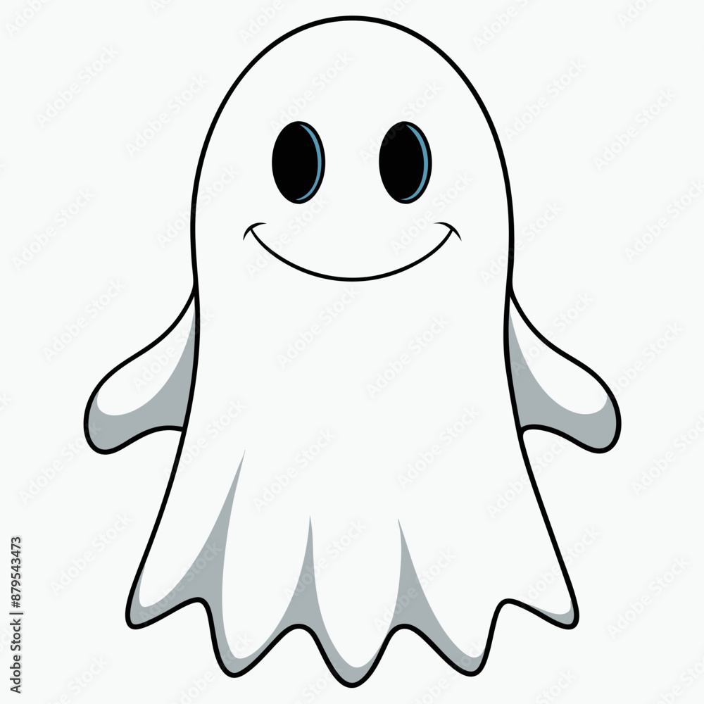 Ghost vector illustration, spooky vector art, ghost silhouette, Mushroom cap on ghost's head Ghost vector illustration, spooky vector art, ghost silhouette, Mushroom cap on ghost's head