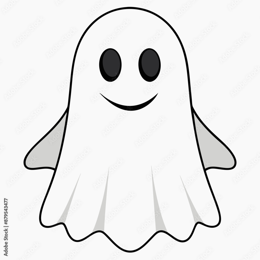 Ghost vector illustration, spooky vector art, ghost silhouette, Mushroom cap on ghost's head Ghost vector illustration, spooky vector art, ghost silhouette, Mushroom cap on ghost's head