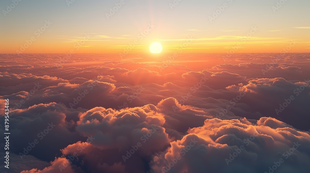 Aerial view above clouds at sunset, Ai generated Aerial view above clouds at sunset, Ai generated