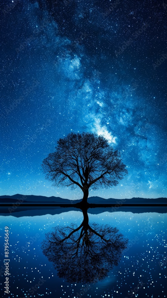 The that tree in the water of historic new zealand, milky way galaxy overhead, stunning photography The that tree in the water of historic new zealand, milky way galaxy overhead, stunning photography