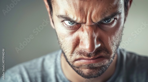 Angry man with intense expression on face