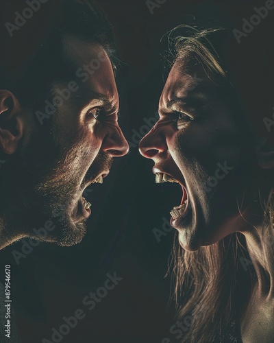 Two people screaming at each other in anger