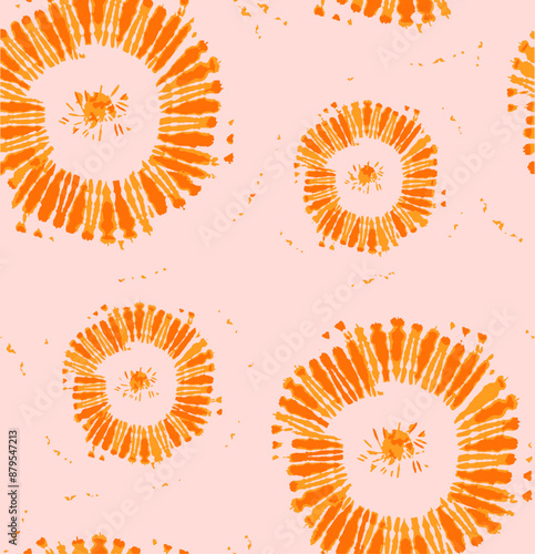 Pink Color Swirl Watercolor. Vector Tie Dye Swirl. Seamless Pale Tie dye. Spiral Tie Dye Round, summer pattern design in vector graphic, t-shirt print design