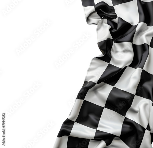 Racing black and white checkered flag isolated on Transparent background. 