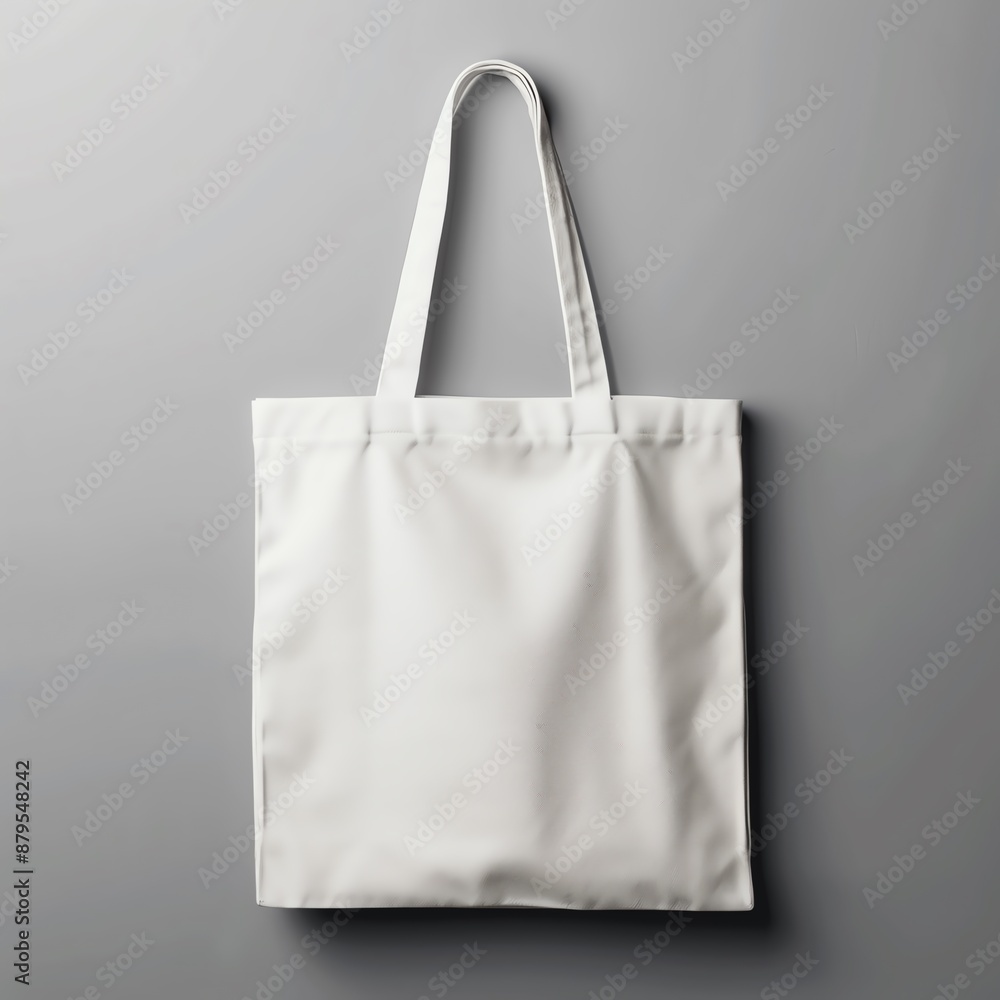 Photorealistic white tote bag with shadow effects, white tote bag mockup, realistic presentation Photorealistic white tote bag with shadow effects, white tote bag mockup, realistic presentation