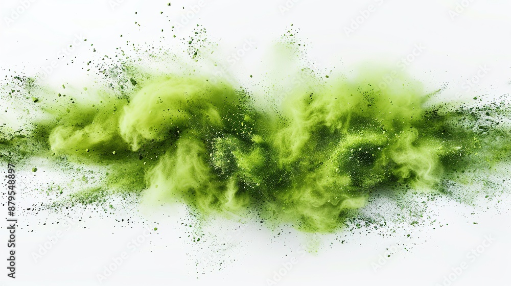 Green powder explosion isolated on white background, Ai Generated Green powder explosion isolated on white background, Ai Generated