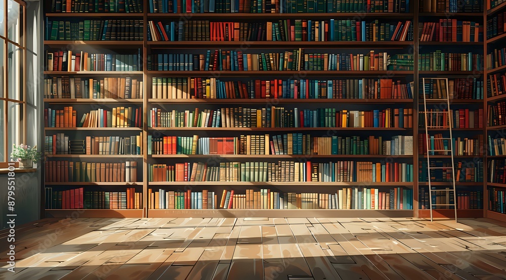 Shelves filled with a diverse collection of books in a library, perfect for educational themes, reading promotions, and literary designs. Shelves filled with a diverse collection of books in a library, perfect for educational themes, reading promotions, and literary designs.