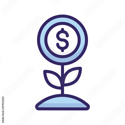 Grab this carefully crafted money plant vector, icon of business development