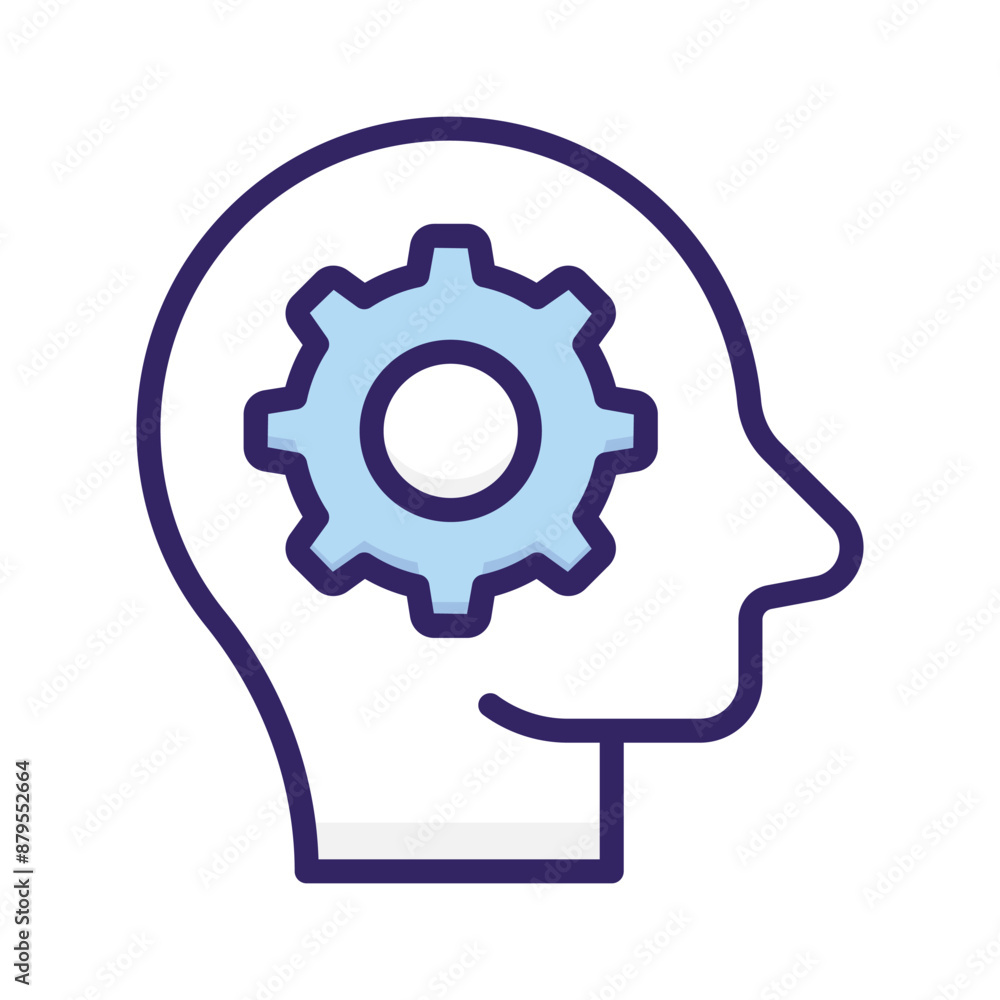 Cogwheel inside human mind, concept icon of brainstorming in trendy style Cogwheel inside human mind, concept icon of brainstorming in trendy style