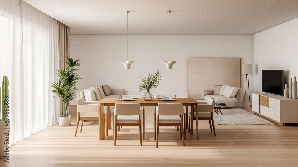 Fototapeta premium background Modern interior design of apartment dining room
