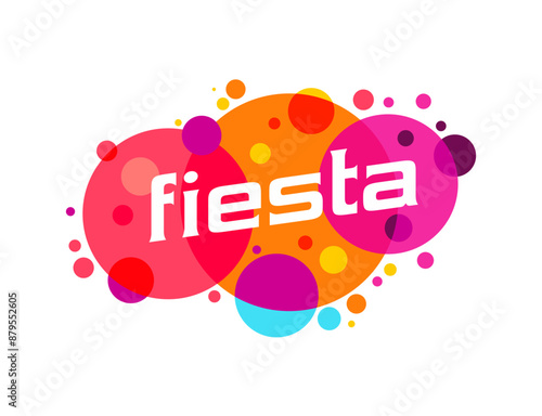 Fun carnival event, fiesta holiday party icon. Isolated vector bright and cheerful emblem with colorful bubbles for festive celebrations and fun gatherings. Vibrant label evoke joy and excitement