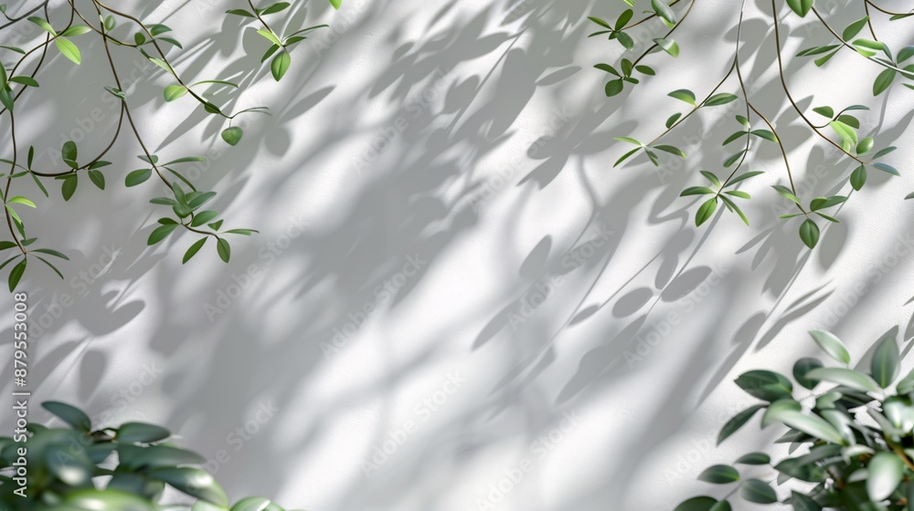 Light background with blurred foliage shadow on white wall, ideal for presentation. Light background with blurred foliage shadow on white wall, ideal for presentation.