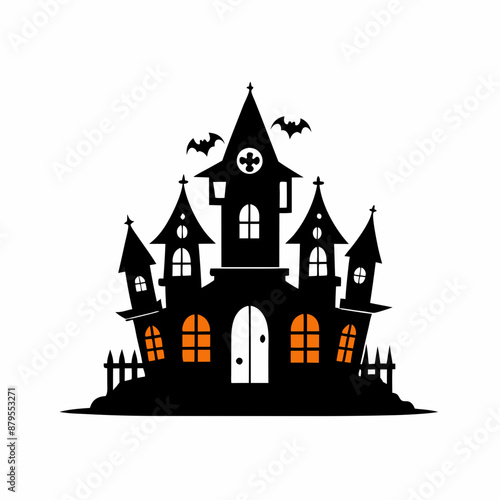 Wallpaper Mural Scary Halloween house vector illustration, Halloween haunted house vector art, haunted house silhouette, haunted house Torontodigital.ca