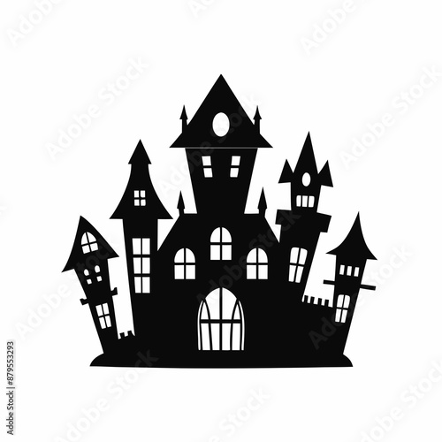 Wallpaper Mural Scary Halloween house vector illustration, Halloween haunted house vector art, haunted house silhouette, haunted house Torontodigital.ca