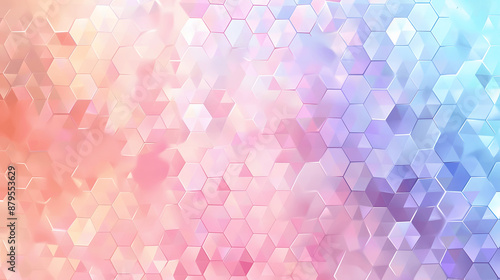 Abstract background with mosaic of triangles and hexagons in pastel gradient