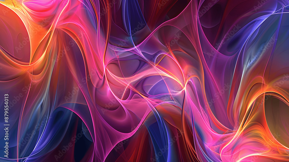 Abstract fractal background with smooth curves and vibrant neon colors Abstract fractal background with smooth curves and vibrant neon colors