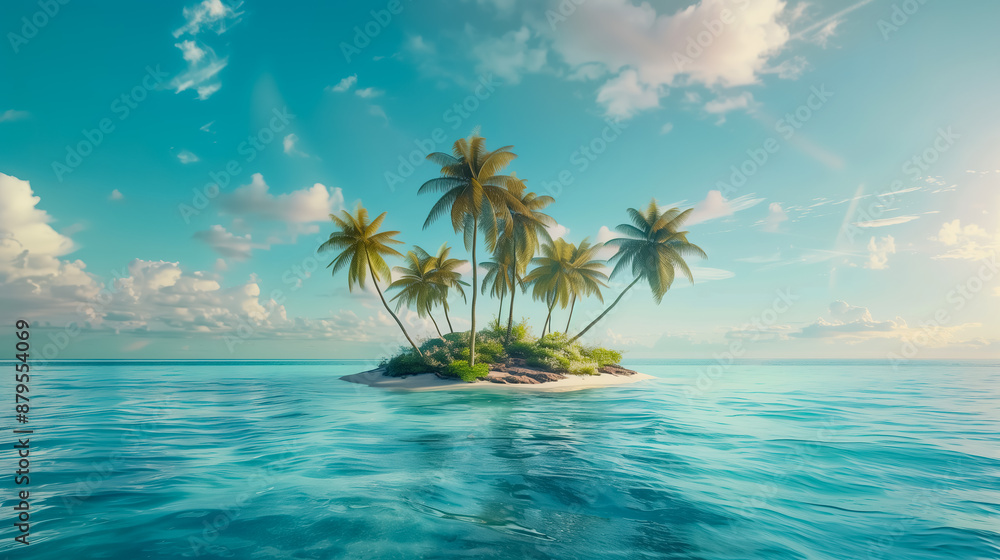 beautiful small island With coconut trees beautiful small island With coconut trees