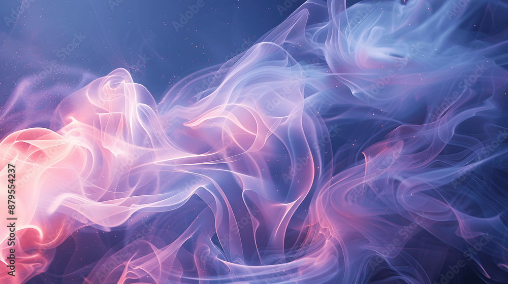 Abstract smoke art with wispy lines in soft pastel colors