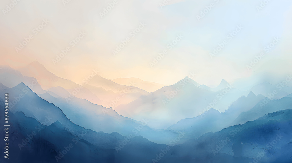 Dreamy abstract landscape with misty mountains in pastel colors Dreamy abstract landscape with misty mountains in pastel colors