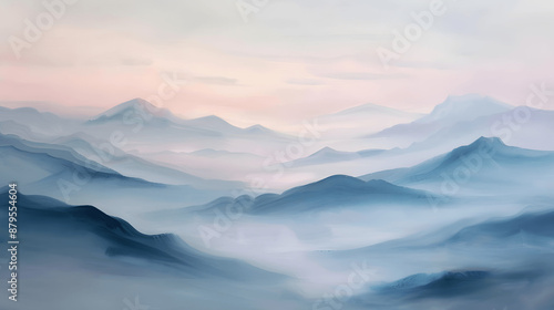 Wallpaper Mural Dreamy abstract landscape with misty mountains in pastel colors Torontodigital.ca