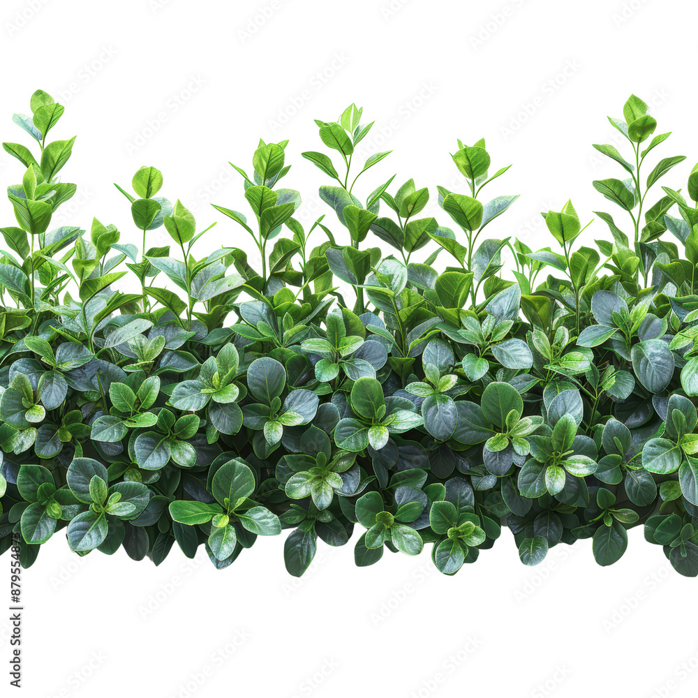 Obraz premium Lush green shrubbery providing natural border, perfect for gardens, landscaping, and eco-friendly decorative designs.