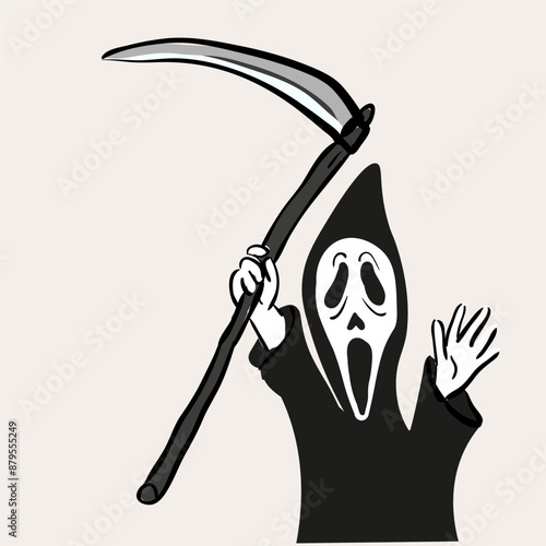 isolated image of a scream mask in doodle style. object for poster sticker design print logo