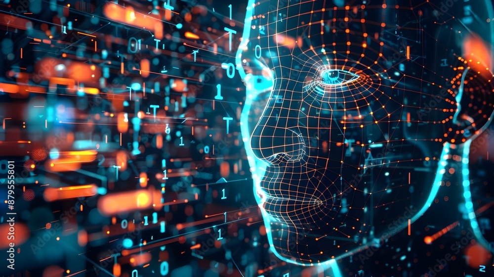 Naklejka premium Futuristic Digital Network Monitored by Intelligence Technology