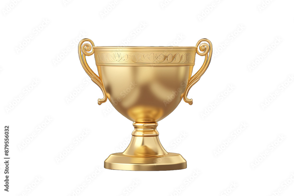 Golden Trophy Cup with Ornate Handles Isolated on transparent background Golden Trophy Cup with Ornate Handles Isolated on transparent background