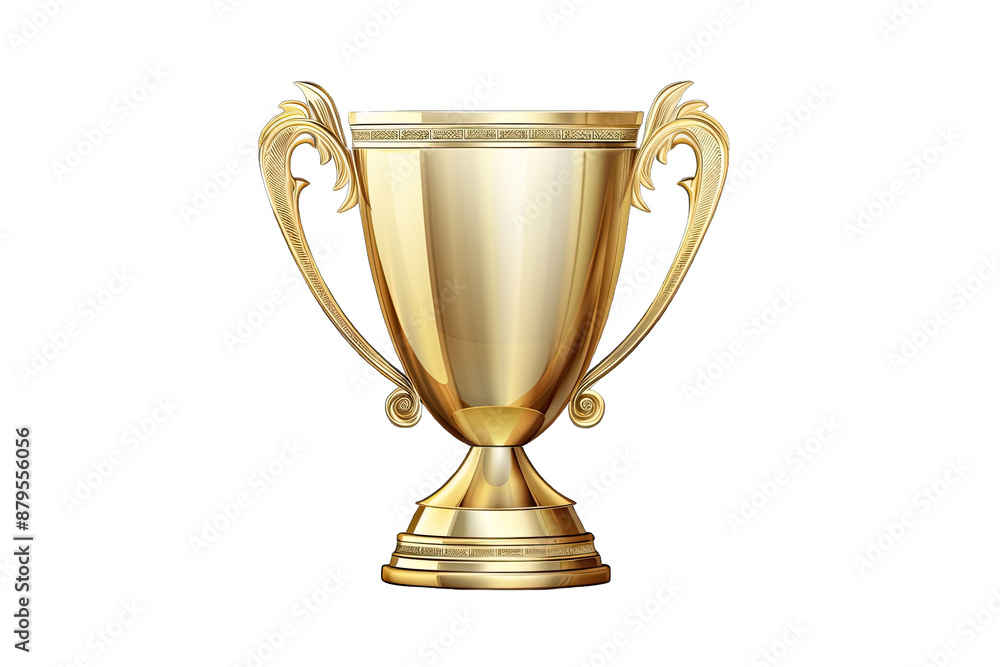 Golden Trophy Cup with Ornate Handles Isolated on transparent background Golden Trophy Cup with Ornate Handles Isolated on transparent background