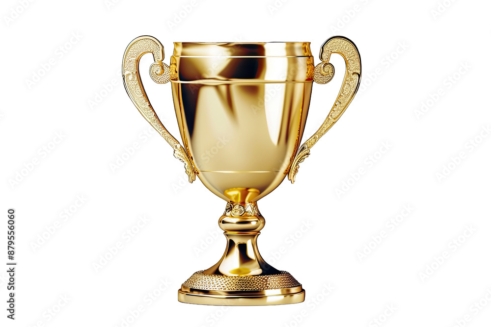 Golden Trophy Cup with Ornate Handles Isolated on transparent background Golden Trophy Cup with Ornate Handles Isolated on transparent background