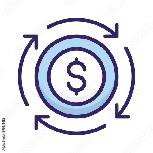 Trendy vector of money flow isolated on white background