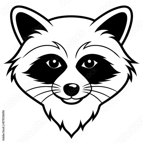 High-Quality Raccoon Head Silhouette Line Art Vector Illustration Design. photo