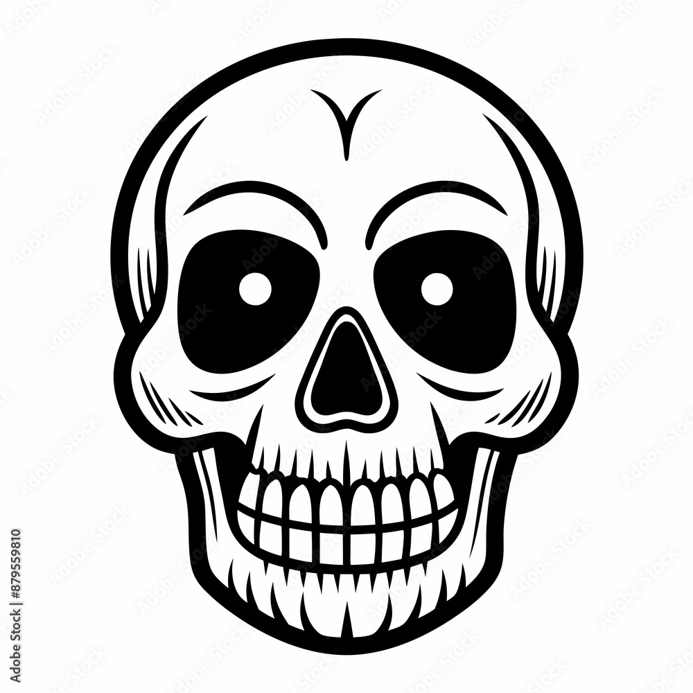 Fototapeta premium Skull vector illustration, Halloween skull vector art, skull silhouette, skull and crossbones