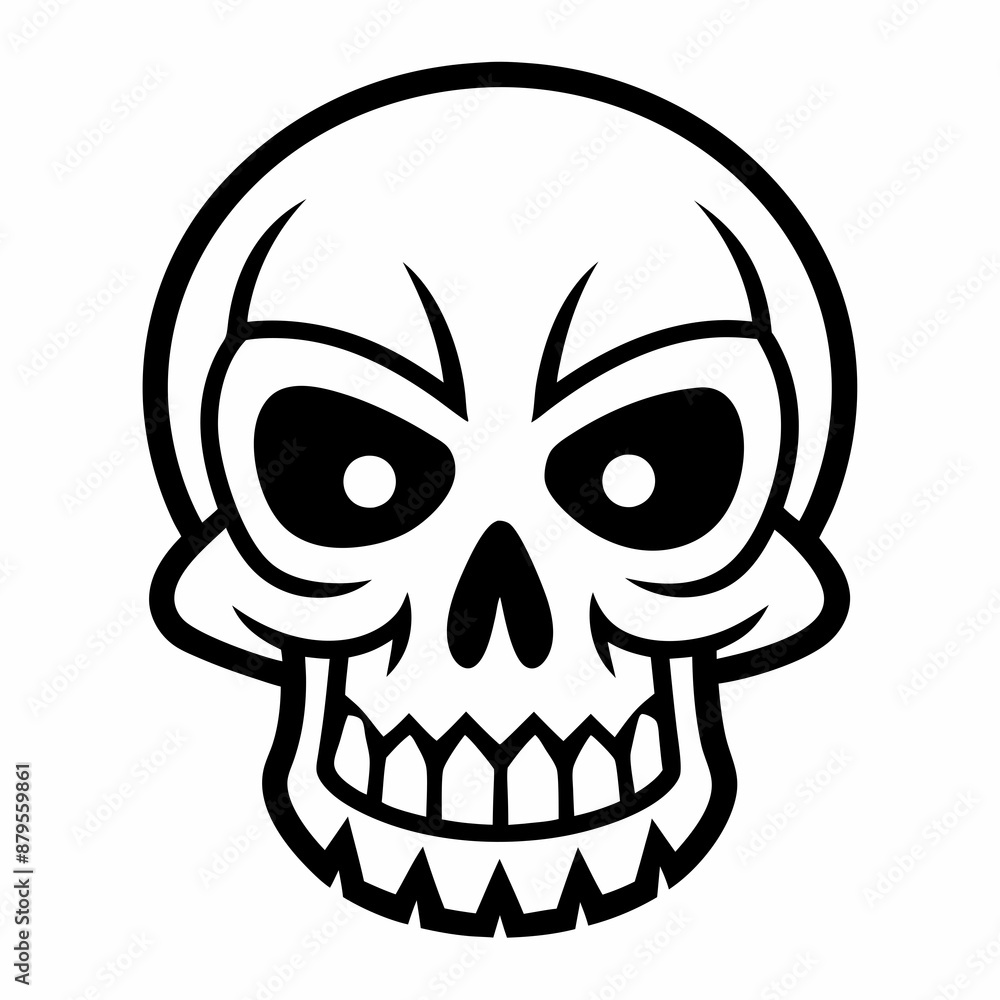 Fototapeta premium Skull vector illustration, Halloween skull vector art, skull silhouette, skull and crossbones
